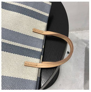 Striped Canvas Large-capacity Tote Bag