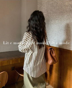 French All-match Long-sleeved Striped Shirt