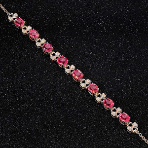 4 Leaves Red Tourmaline Necklace Set