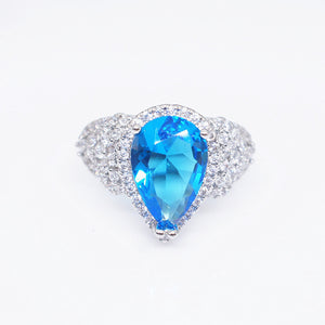 Blue Topaz Water Drop Sapphire Jewelry Set