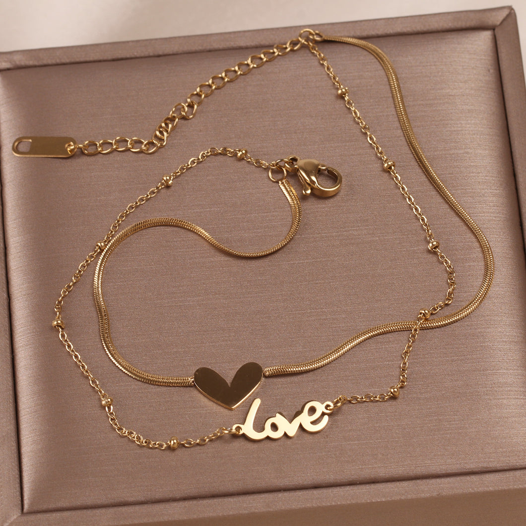 Double Layer Love Necklace-anklet Set