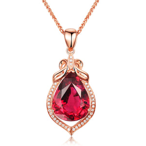 4 Leaves Red Tourmaline Necklace Set