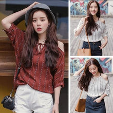 Load image into Gallery viewer, One-size Vertical Stripes Off Shoulder Loose and Thin Skirt
