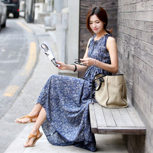 Sleeveless Floral Long Dress Skirt – Elegant & Breezy