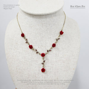Rose Tassel Flower Necklace & Bracelet