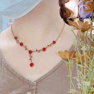 Rose Tassel Flower Necklace & Bracelet