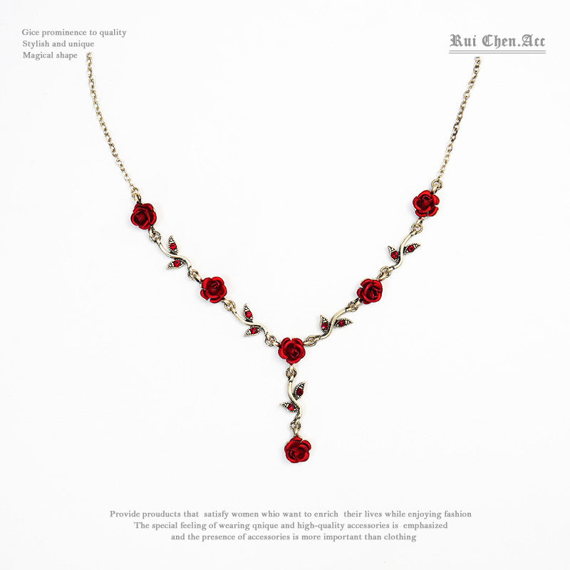 Rose Tassel Flower Necklace & Bracelet