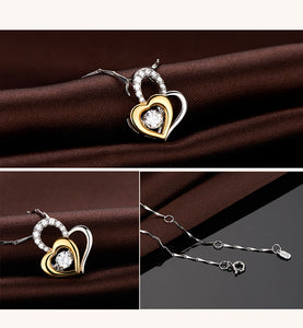 Heart-to-Heart Clavicle Chain 925 Jewelry Set