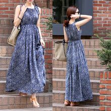 Load image into Gallery viewer, Sleeveless Floral Long Dress Skirt – Elegant &amp; Breezy
