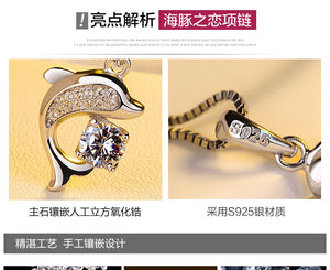 Dolphin Love Pendant 925 Silver Set