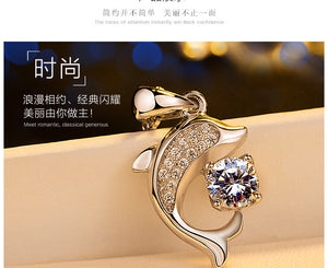 Dolphin Love Pendant 925 Silver Set