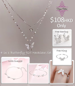 4 in 1 Butterfly 925 Necklace Set – Elegant & Timeless
