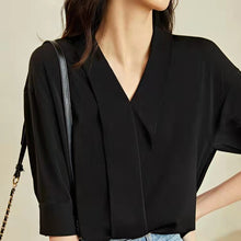 Load image into Gallery viewer, V-neck Mid-sleeve Chiffon Fashion Placket Blouse
