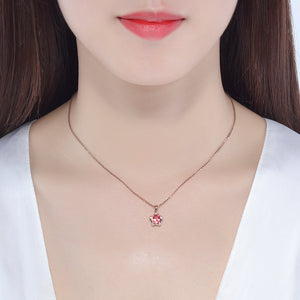 Synthetic Red Star Tourmaline Pendant Jewelry Set