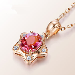 Synthetic Red Star Tourmaline Pendant Jewelry Set