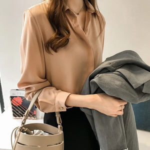 Solid Color Han Fan Simple Long-sleeved Shirt