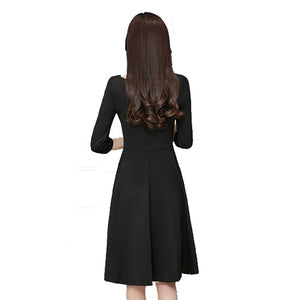 2021 V-neck A-line Black Dress