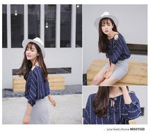 Load image into Gallery viewer, One-size Vertical Stripes Off Shoulder Loose and Thin Skirt
