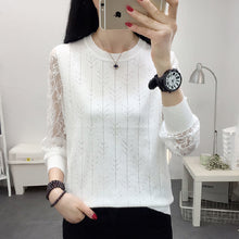 Load image into Gallery viewer, Round Neck Lace Knit Bottoming Shirt
