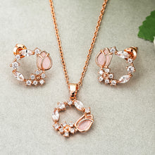 Load image into Gallery viewer, Rose Zircon Wreath Blossom Flower Jewelry Set
