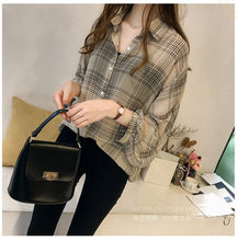 Load image into Gallery viewer, Plaid Chiffon Top Summer Sunscreen Long-sleeved Shirt
