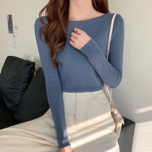 Load image into Gallery viewer, 打底衫女内搭2022春秋装新款修身外穿毛衣薄款针织衫短款百搭上衣
