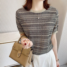Load image into Gallery viewer, Luxury Wild Slim Knitted Plaid Short-sleeved Shirt
