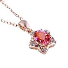 Load image into Gallery viewer, Synthetic Red Star Tourmaline Pendant Jewelry Set
