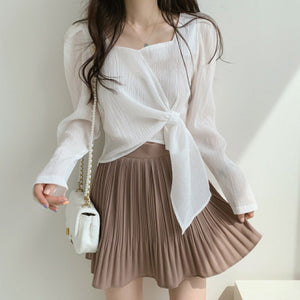 Retro Slim Square Collar Loose Long-sleeved Shirt