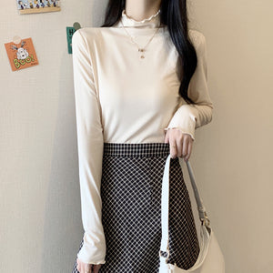 Modal Half-High Collar Long-sleeved Thin Shirt