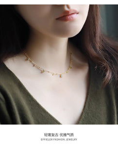 Niche Light Luxury Green Zircon Jewelry Set