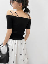 Load image into Gallery viewer, French Cross Sling Strapless Short-sleeved Shirt
