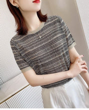 Load image into Gallery viewer, Luxury Wild Slim Knitted Plaid Short-sleeved Shirt
