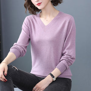 V-neck Autumn and Winter Long-sleeved Sweater Shirt