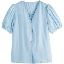 Load image into Gallery viewer, New Korean Retro Puff Sleeve V-neck Wild Shirt
