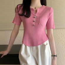 Load image into Gallery viewer, All-match V-neck Irregular Short-sleeved Top Shirt
