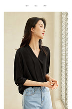 Load image into Gallery viewer, V-neck Mid-sleeve Chiffon Fashion Placket Blouse

