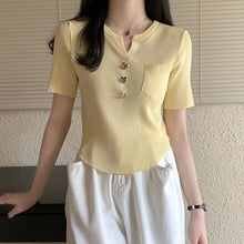 Load image into Gallery viewer, All-match V-neck Irregular Short-sleeved Top Shirt
