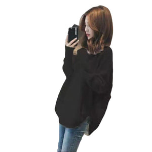 很仙的慵懒风套头毛衣女2022秋冬新款宽松外穿针织上衣长袖加厚V