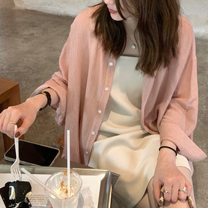 Folded Refreshing Sunscreen Loose Casual Shirt