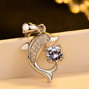 Dolphin Love Pendant 925 Silver Set