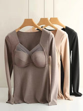 Load image into Gallery viewer, Velvet Chest Pad Latex Seamless Round Neck Long-sleeved Shirt
