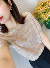 Load image into Gallery viewer, Luxury Wild Slim Knitted Plaid Short-sleeved Shirt
