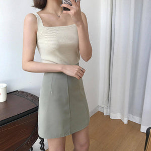 Summer Knit Suspender Vest Shirt