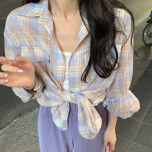 Load image into Gallery viewer, Summer Design Plaid Long-sleeved Sunscreen Top Shirt
