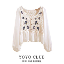 Load image into Gallery viewer, V-neck Hollow Chiffon Ruffled Summer Top Shirt
