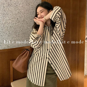 French All-match Long-sleeved Striped Shirt