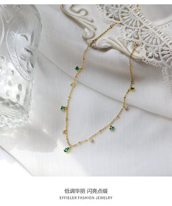Niche Light Luxury Green Zircon Jewelry Set