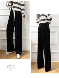 Wide-legged High-waist Drape Loose Drawstring Mopping Pants