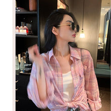Load image into Gallery viewer, Summer Design Plaid Long-sleeved Sunscreen Top Shirt
